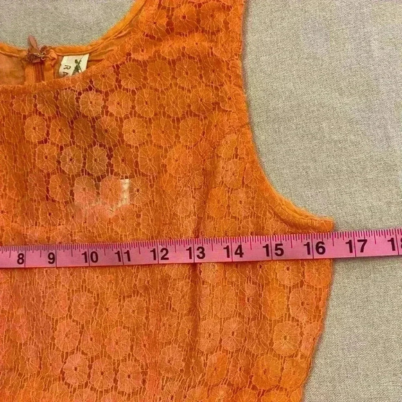 Anthropologie Raga Women's Sleeveless Lace Feminine Orange Mini size‎ M - Picture 5 of 13